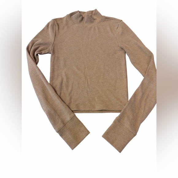 American Eagle Outfitters Tops - American Eagle Mock Neck Ribbed Long Sleeve Top in brown women’s small